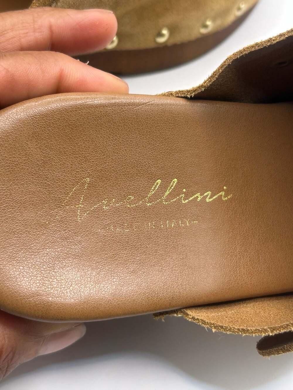 Avellini Camel Suede Studded Clog Mules Size 39 - Picture 5 of 7